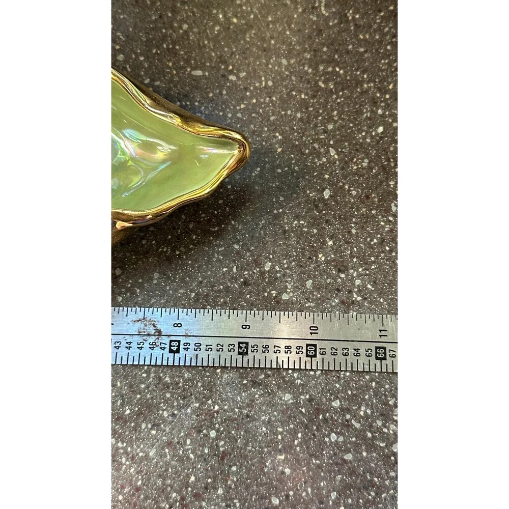 Vintage Leaf Dish Green & Gold | Botanical Trinket Tray | Cottagecore Jewelry Ho